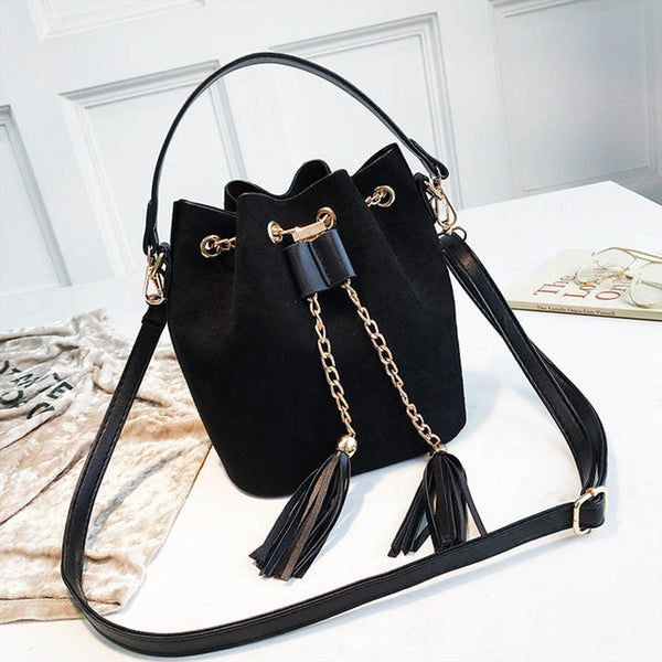 VIP Mini Crossbody Handbags Cute Suede Bucket Bag Organizer Small Tassel PU Leather Womens Shoulder Messenger Bags Bolsos