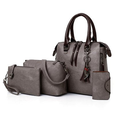 New Ladies Handbags Women Composite Bags Female PU Leather Shoulder Messenger Bags Tote 4pcs/Set Hand Bag High Quality