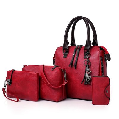 New Ladies Handbags Women Composite Bags Female PU Leather Shoulder Messenger Bags Tote 4pcs/Set Hand Bag High Quality