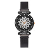 Top Brand Women Mesh Magnet Buckle Lucky Flower Watch Luxury Ladies Geometric Surface Quartz Watch Relogio Feminino