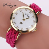 Drop Shipping Fashion Women Gold Braided Leather Wrist Watch For Women Ladies Star Crystal Luxury Crystal Quartz Watch Clock