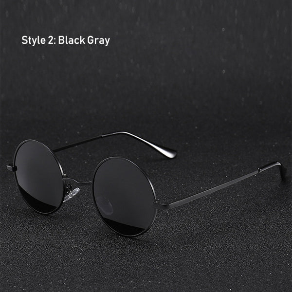 Retro Classic Vintage Round Polarized Sunglasses Men Brand Designer Sun Glasses Women Metal Frame Black lens Eyewear Driving