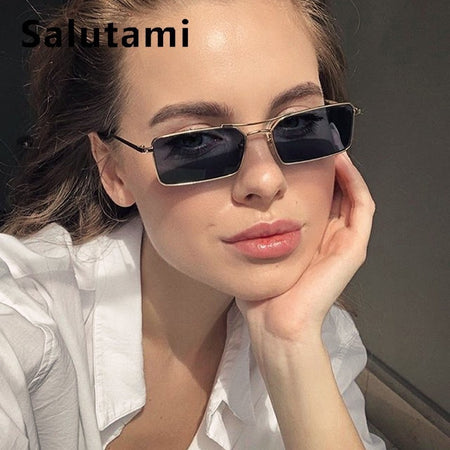 AEVOGUE Sunglasses Women Rectangle Frame Transparent Brand Designer Retro Sun Glasses Unisex Square Brown UV400 AE0664