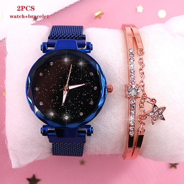 2019 New brand Starry Sky Women Watch Fashion Elegant Magnet Buckle Vibrato Purple Gold Ladies Wristwatch Luxury Women Watches