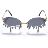Fashion Rimless Sunglasses Women New Vintage Unique Tears Shape Steampunk Sunglasses Female Gafas Shades UV400 Oculos Feminino