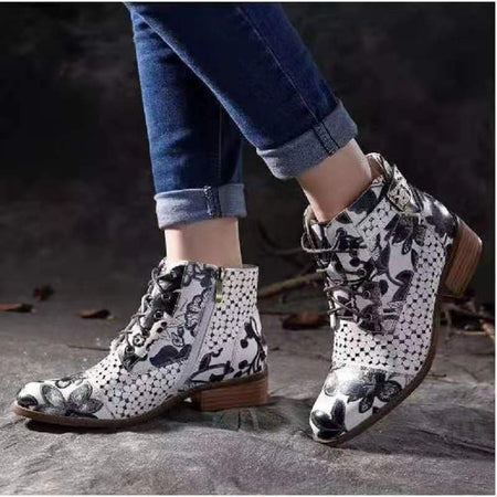 Eilyken Women PU Leather Ankle Boots Thick Heels Pointed Toe Night Club Party Shoes Woman Basic Boots Office Pumps size 41 42