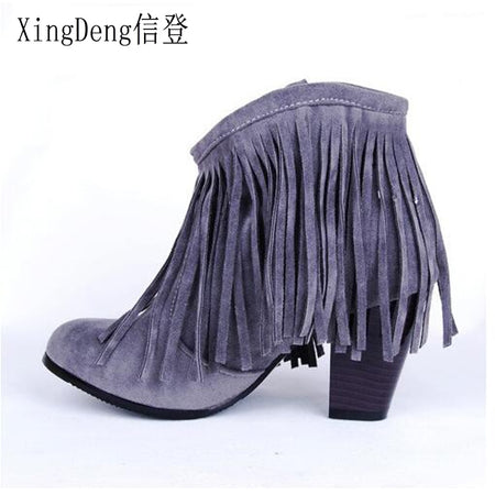 Eilyken Women PU Leather Ankle Boots Thick Heels Pointed Toe Night Club Party Shoes Woman Basic Boots Office Pumps size 41 42